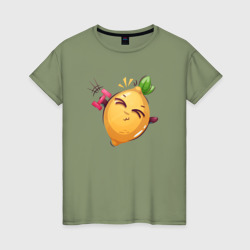 Женская футболка хлопок Физкультура: лимон