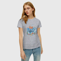 Женская футболка хлопок Кит и подводная лодка в кружке - фото 2