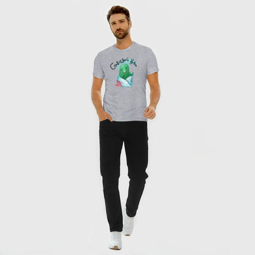 Мужская футболка хлопок Slim Кактус: спокойной ночи, цвет меланж - фото 5