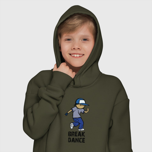 Детское худи Oversize хлопок Breakdance boy, цвет хаки - фото 12