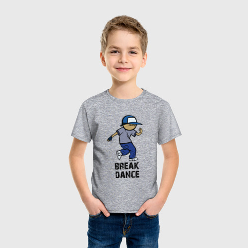 Детская футболка хлопок Breakdance boy, цвет меланж - фото 3