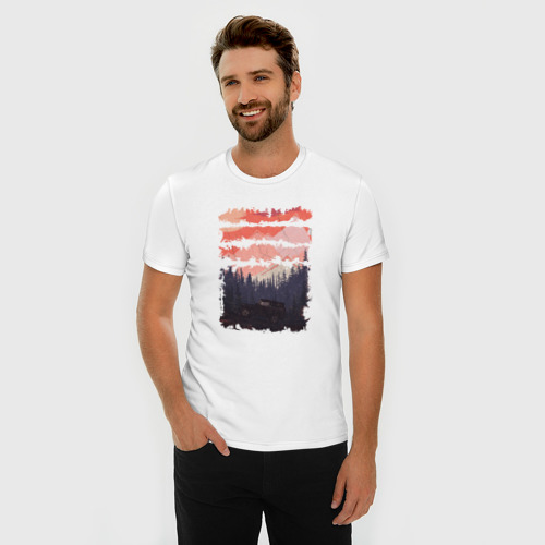Мужская футболка хлопок Slim Бездорожье и закат, цвет белый - фото 3
