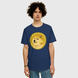 Мужская футболка хлопок Oversize Иронизирующая монета с Доге - фото 2