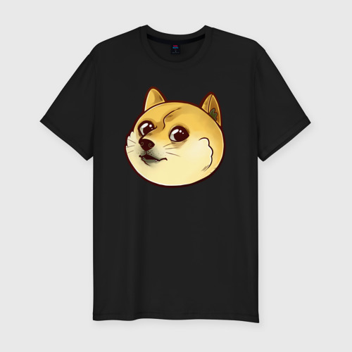 Мужская футболка хлопок Slim Маленький щеночек Доге, цвет черный