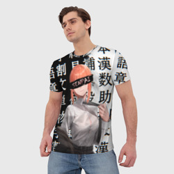 Мужская футболка 3D Макима Chainsaw Man Иероглифы - фото 2