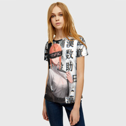 Женская футболка 3D Макима Chainsaw Man Иероглифы - фото 2