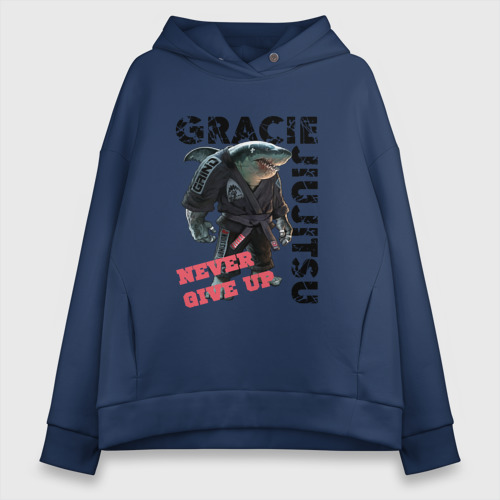 Женское худи Oversize хлопок Gracie JJ "I dont play" BK, цвет темно-синий