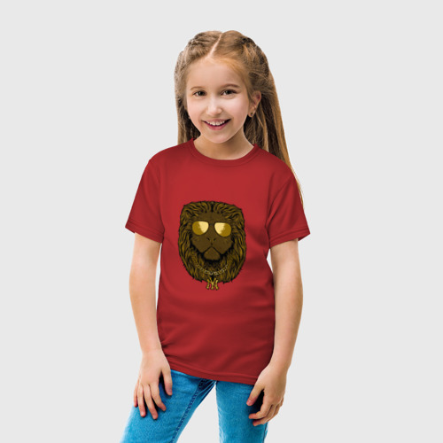 Детская футболка хлопок с принтом Lion Rapper, вид сбоку #3