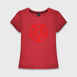 Женская футболка хлопок Slim Стандартная пентаграмма демонов