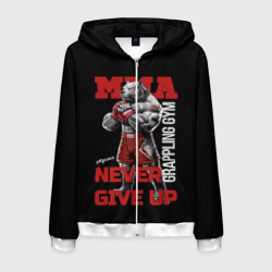 Мужская толстовка 3D на молнии MMA "never give Up" BK