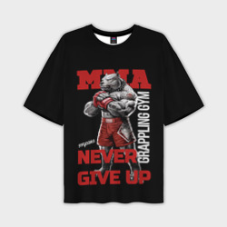 Мужская футболка oversize 3D MMA "never give Up" BK