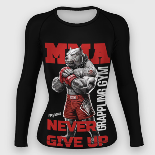 Женский рашгард 3D MMA "never give Up" BK, цвет 3D печать