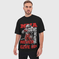 Мужская футболка oversize 3D MMA "never give Up" BK - фото 2