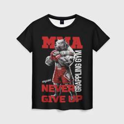 Женская футболка 3D MMA "never give Up" BK