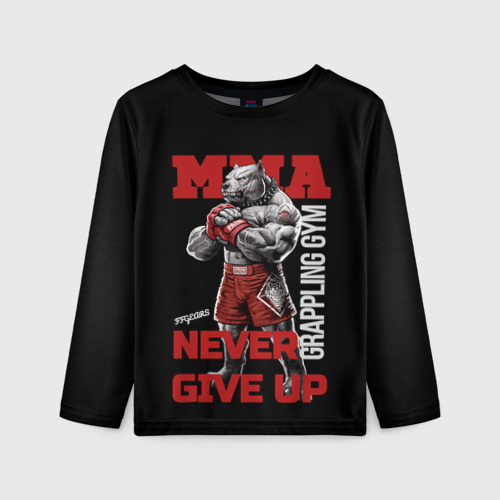 Детский лонгслив 3D MMA "never give Up" BK, цвет 3D печать