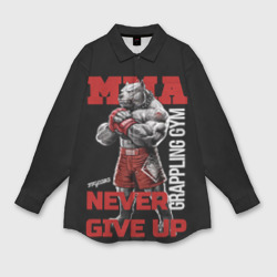 Женская рубашка oversize 3D MMA "never give Up" BK