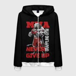 Мужская толстовка 3D на молнии MMA "never give Up" BK