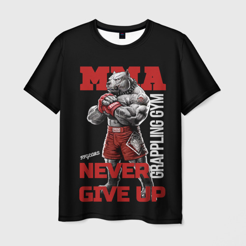 Мужская футболка 3D MMA "never give Up" BK, цвет 3D печать