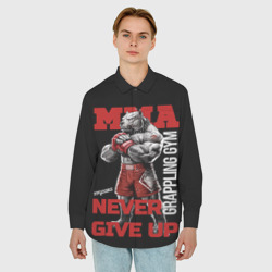 Мужская рубашка oversize 3D MMA "never give Up" BK - фото 2