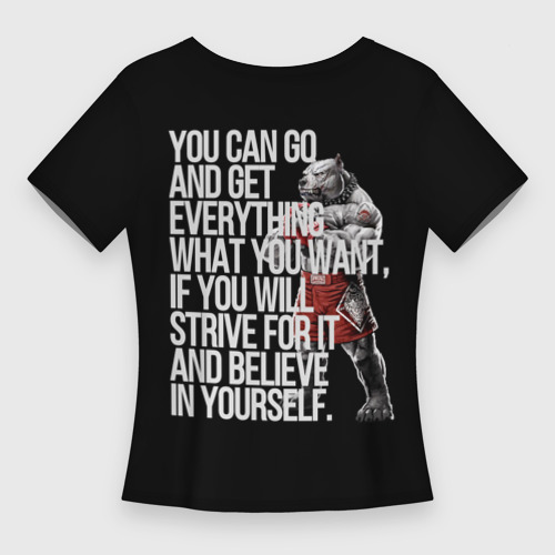 Женская футболка 3D Slim MMA "never give Up" BK, цвет 3D печать - фото 2