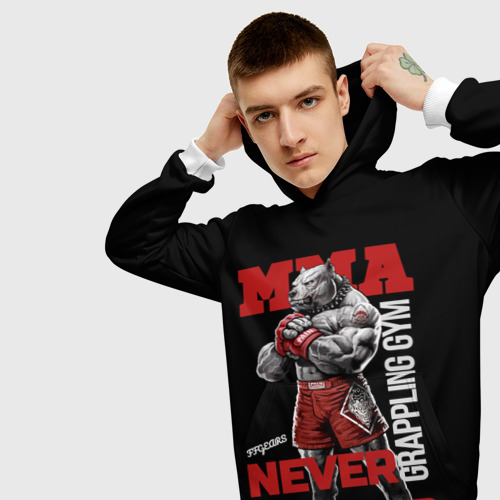 Мужская толстовка 3D MMA "never give Up" BK, цвет белый - фото 5