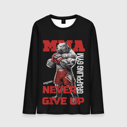 Мужской лонгслив 3D MMA "never give Up" BK, цвет 3D печать