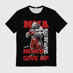Мужская футболка 3D MMA "never give Up" BK