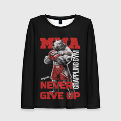 Женский лонгслив 3D MMA "never give Up" BK