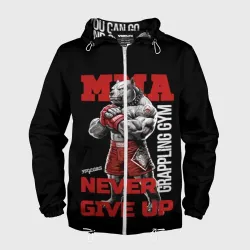 Мужская ветровка 3D MMA "never give Up" BK