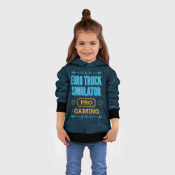 Толстовка с принтом Игра Euro Truck Simulator: pro gaming для ребенка, вид на модели спереди №3. Цвет основы: черный