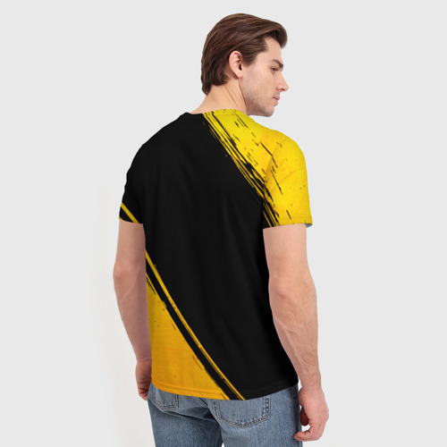 Мужская футболка 3D Disturbed - gold gradient: символ и надпись вертикально, цвет 3D печать - фото 4