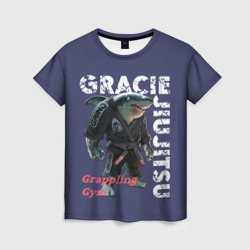 Женская футболка 3D Gracie BJJ blue