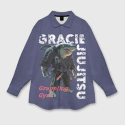 Мужская рубашка oversize 3D Gracie BJJ blue