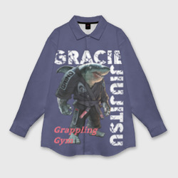 Женская рубашка oversize 3D Gracie BJJ blue