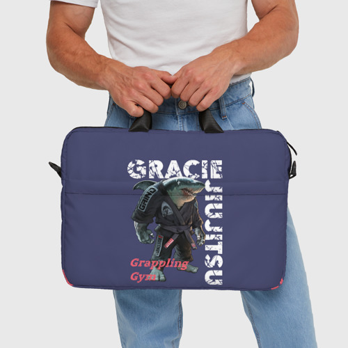 Сумка для ноутбука 3D Gracie BJJ blue, цвет 3D печать - фото 5