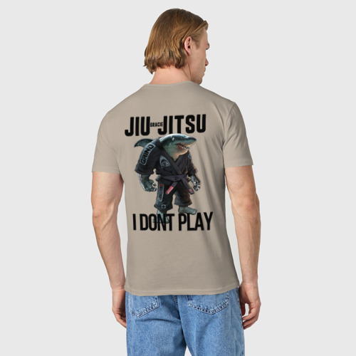 Мужская футболка хлопок Jiu-Jitsu Shark, цвет миндальный - фото 4