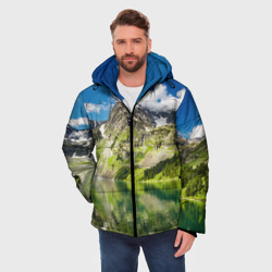 Мужская зимняя куртка 3D Живописное горное озеро - фото 2
