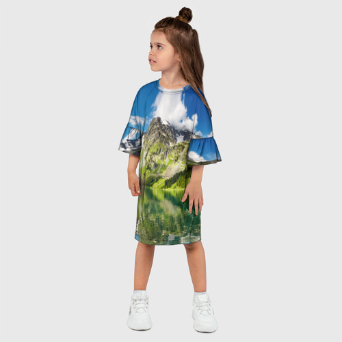 Детское платье 3D Живописное горное озеро, цвет 3D печать - фото 3