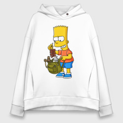 Женское худи Oversize хлопок Барт Симпсон разбирает свой рюкзак