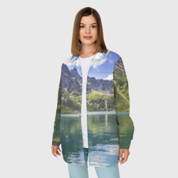 Женская рубашка oversize 3D Прозрачное горное озеро - фото 2