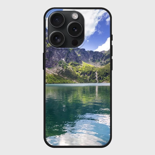 Чехол силиконовый для Apple iPhone 15 Pro матовый Прозрачное горное озеро