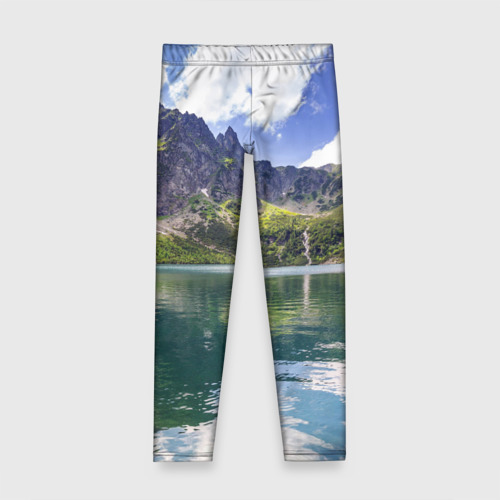 Детские леггинсы 3D с принтом Прозрачное горное озеро, вид спереди #2