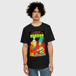 Мужская футболка хлопок Oversize Мардж Симпсон жарит яичницу - horror - фото 2