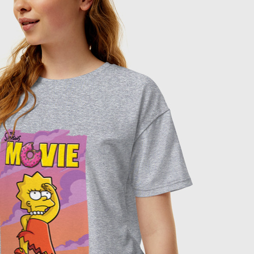 Женская футболка хлопок Oversize с принтом Lisa Simpson смотрит в даль - movie, фото на моделе #1