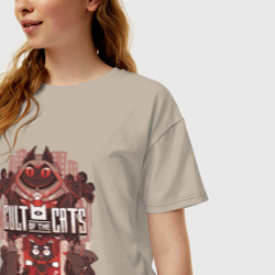 Женская футболка хлопок Oversize Cult Of The Cats - фото 2