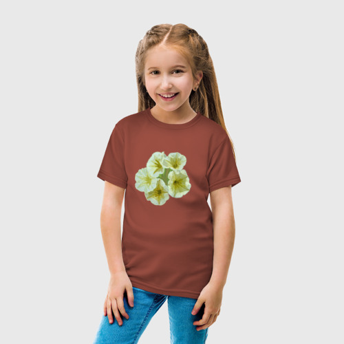 Детская футболка хлопок с принтом Цветочный  летний принт нежная петуния пастель, вид сбоку #3