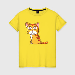 Женская футболка хлопок Удивленный рыжий котик