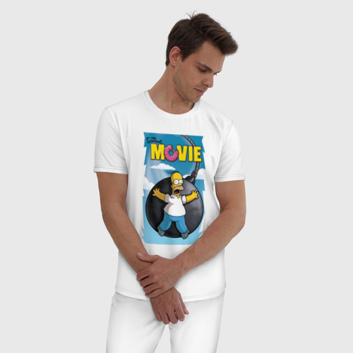 Мужская пижама хлопок с принтом The Simpsons movie - Гомер и бомба, фото на моделе #1
