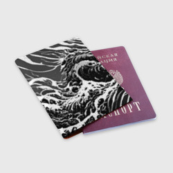 Обложка для паспорта матовая кожа Черно-белые волны - фото 2
