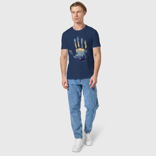 Мужская футболка хлопок Отпечаток ладони Кратоса, цвет темно-синий - фото 5